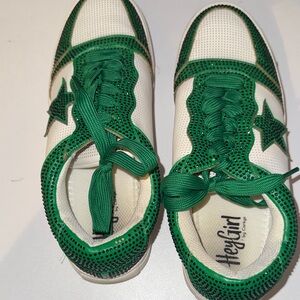 Hey Girl Green and White Star Sneakers